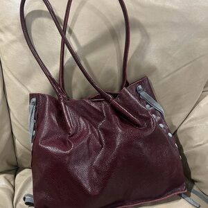 Hammitt Deep Burgundy Tote with Gray Accents